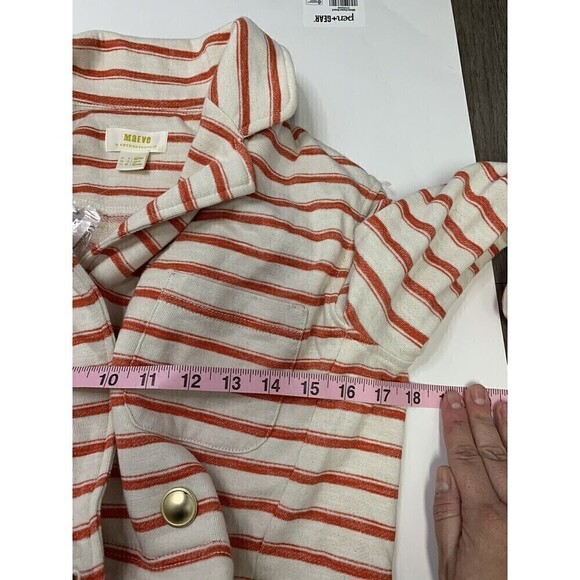 ANTHROPOLOGIE Maeve Cropped Jacket Cream Size 2 Stripe Gold Heart New Gift - Picture 8 of 9